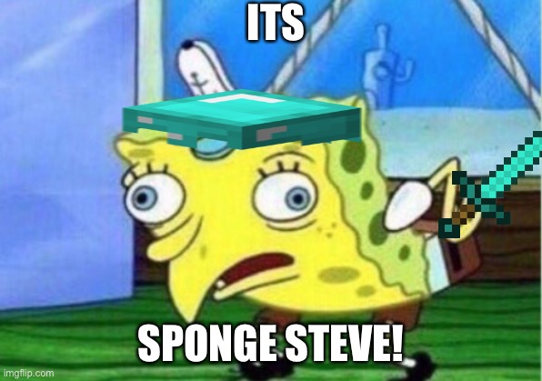 Mocking Spongebob Meme | ITS; SPONGE STEVE! | image tagged in memes,mocking spongebob | made w/ Imgflip meme maker