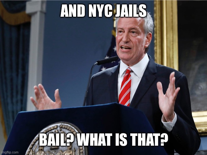 Mayor bill de Blasio explains himself | AND NYC JAILS BAIL? WHAT IS THAT? | image tagged in mayor bill de blasio explains himself | made w/ Imgflip meme maker