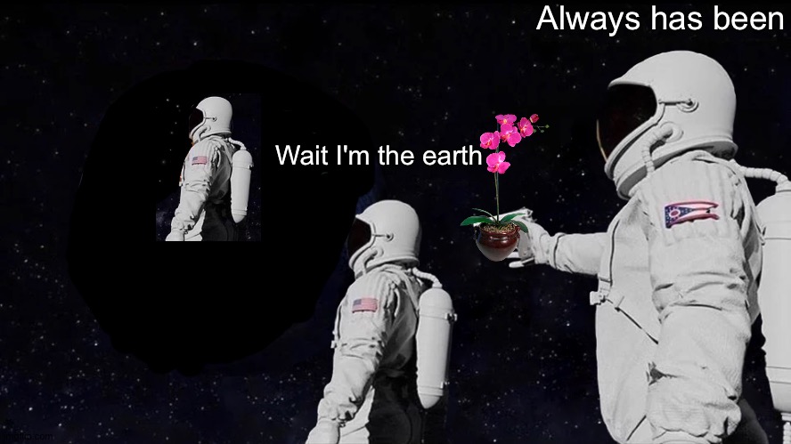 Always has been | Always has been; Wait I'm the earth | image tagged in always has been,memes,funny | made w/ Imgflip meme maker