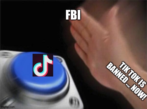 Blank Nut Button Meme | FBI TIK TOK IS BANNED ... NOW! | image tagged in memes,blank nut button | made w/ Imgflip meme maker