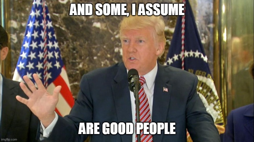 Good People | AND SOME, I ASSUME; ARE GOOD PEOPLE | image tagged in trump | made w/ Imgflip meme maker