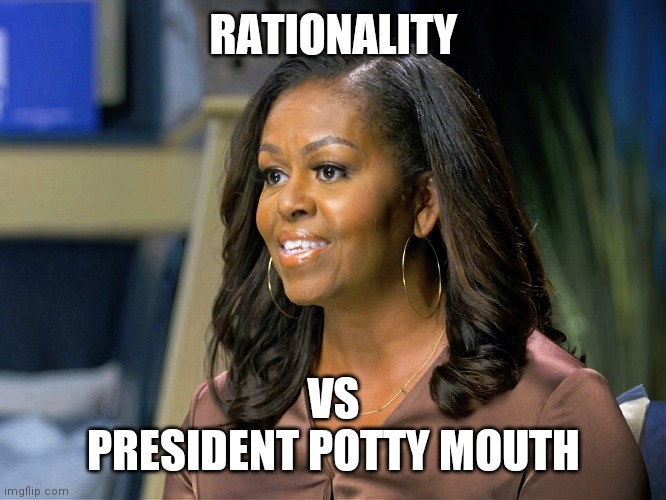 Rationality | RATIONALITY; VS
PRESIDENT POTTY MOUTH | image tagged in speech,vote,election 2020,michelle obama | made w/ Imgflip meme maker
