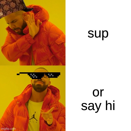 hi guys i just started posting memes can we get 20 veiws | sup; or say hi | image tagged in memes,drake hotline bling | made w/ Imgflip meme maker