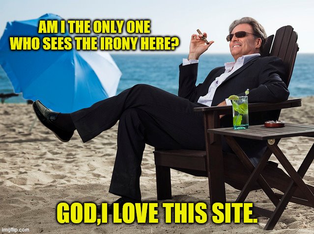 AM I THE ONLY ONE WHO SEES THE IRONY HERE? GOD,I LOVE THIS SITE. | made w/ Imgflip meme maker