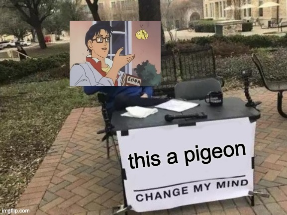 Change My Mind | this a pigeon | image tagged in memes,change my mind | made w/ Imgflip meme maker