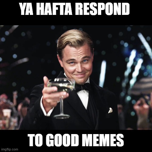 Leonardo DiCaprio Toast | YA HAFTA RESPOND TO GOOD MEMES | image tagged in leonardo dicaprio toast | made w/ Imgflip meme maker