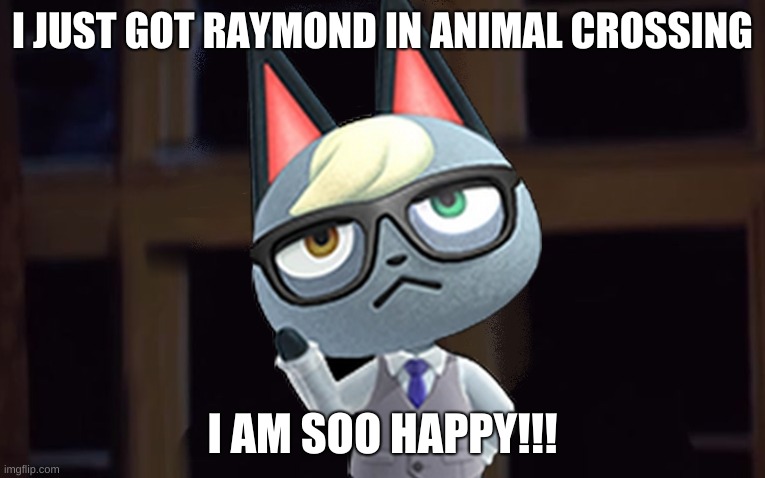 Perfection Raymond | I JUST GOT RAYMOND IN ANIMAL CROSSING; I AM SOO HAPPY!!! | image tagged in perfection raymond | made w/ Imgflip meme maker
