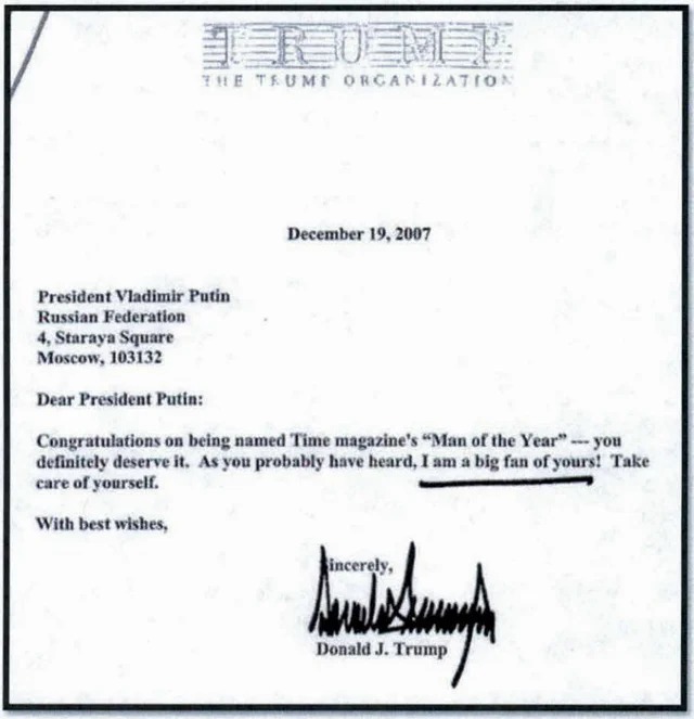 Trump love letter to Putin Blank Meme Template