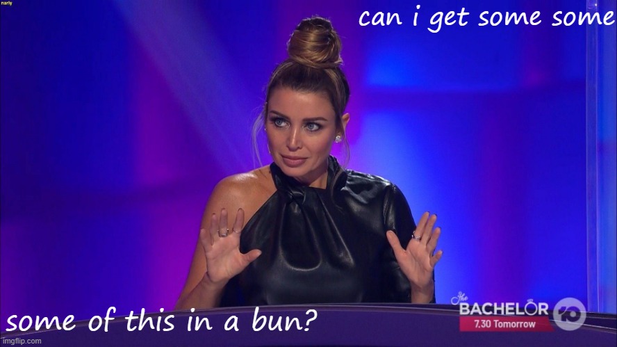 Dannii on The Masked Singer, her new TV show. Comments for more. | can i get some some; some of this in a bun? | image tagged in dannii masked singer 1,television,tv,tv show,tv shows,singer | made w/ Imgflip meme maker
