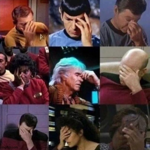 star trek face palm | image tagged in star trek face palm | made w/ Imgflip meme maker