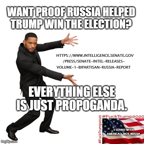 Senate intelligence committee report on 2016 election | image tagged in 2016 election,russian trump,proof,election rigging,stupid republicans | made w/ Imgflip meme maker