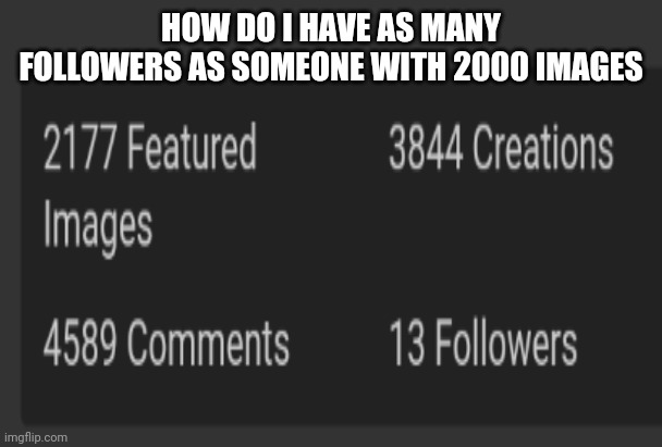 HOW DO I HAVE AS MANY FOLLOWERS AS SOMEONE WITH 2000 IMAGES | made w/ Imgflip meme maker