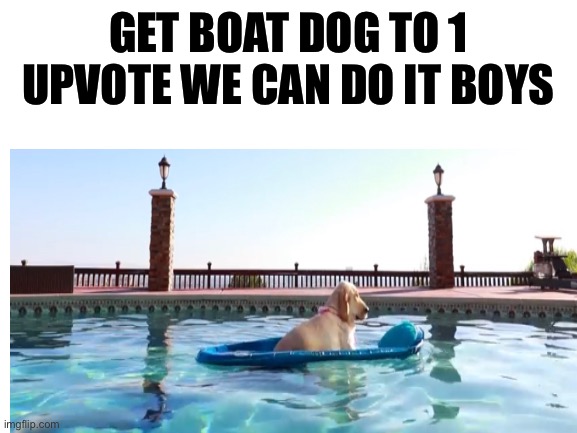 We can do it | GET BOAT DOG TO 1 UPVOTE WE CAN DO IT BOYS | image tagged in fun | made w/ Imgflip meme maker