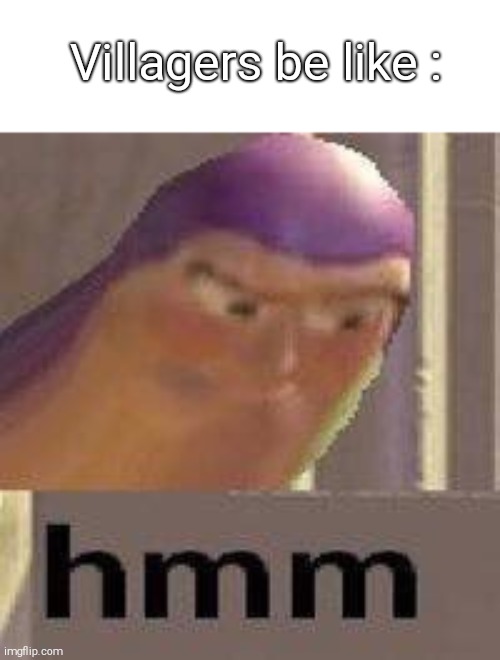 hmm | Villagers be like : | image tagged in buzz lightyear hmm | made w/ Imgflip meme maker