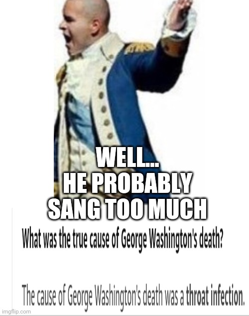 Don't get me wrong Christopher Jackson is a really good singer... | HE PROBABLY SANG TOO MUCH; WELL... | image tagged in hamilton,george washington | made w/ Imgflip meme maker