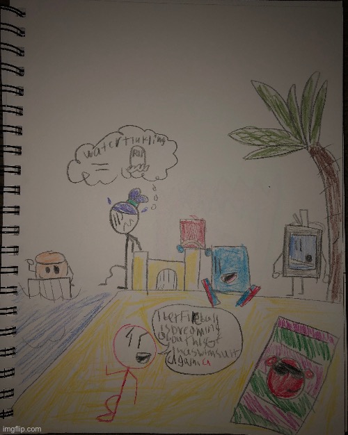Stickdanny and co in the beach | image tagged in stickdanny,stickling,blocky,fireball,mixmellow,ocs | made w/ Imgflip meme maker
