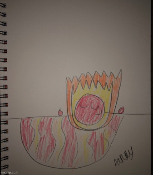 Fireball be chilling in the Lava hot tub | image tagged in fireball,fire,lava,ocs | made w/ Imgflip meme maker