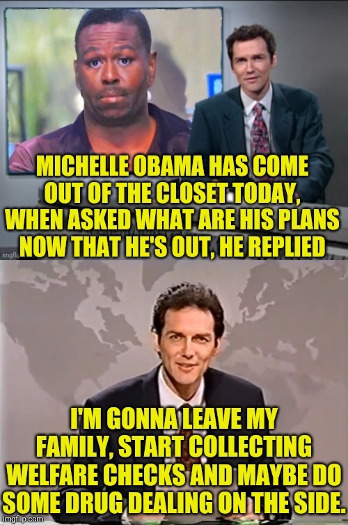 Mike or Michelle Obama | image tagged in weekend update with norm,norm macdonald,michelle obama,mike obama,satire | made w/ Imgflip meme maker