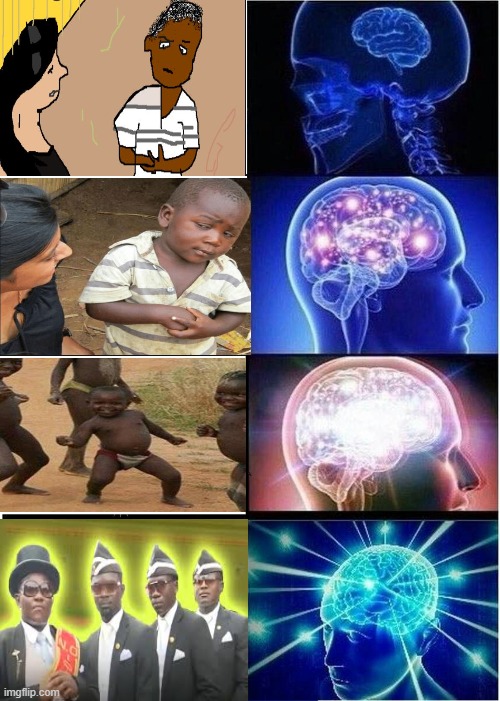 Feel old yet? | image tagged in memes,expanding brain,coffin dance,feel old yet,skeptical third world kid,third world success kid | made w/ Imgflip meme maker