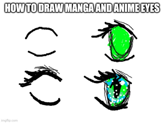 Draw the structure then add the eyelashes and eyelids then draw the iris and pick a base color for it and add the details | HOW TO DRAW MANGA AND ANIME EYES | image tagged in blank white template | made w/ Imgflip meme maker