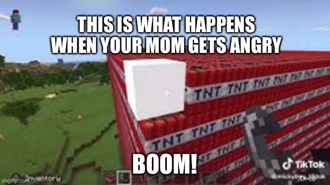 Blow yo mama | THIS IS WHAT HAPPENS WHEN YOUR MOM GETS ANGRY; BOOM! | image tagged in yo mama | made w/ Imgflip meme maker