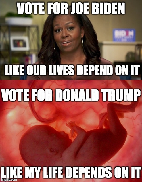 Abortion is murder! Trump & Pence 2020! | image tagged in memes,politics,abortion,michelle obama,joe biden,donald trump | made w/ Imgflip meme maker