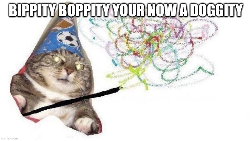 Wizard Cat | BIPPITY BOPPITY YOUR NOW A DOGGITY | image tagged in wizard cat | made w/ Imgflip meme maker
