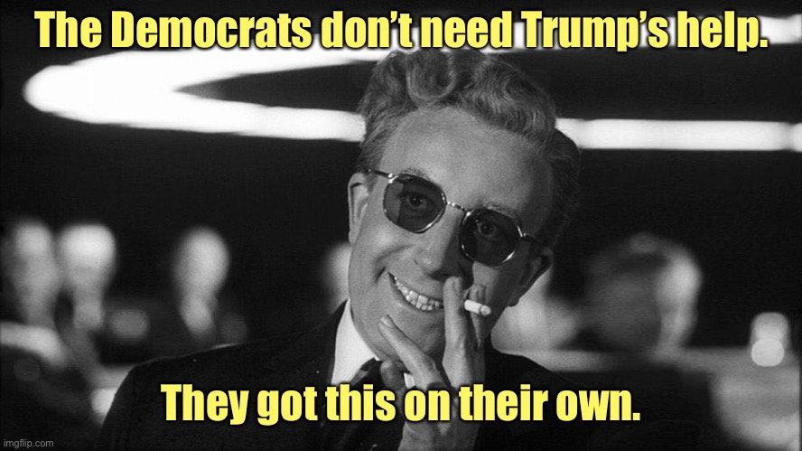 Doctor Strangelove says... | The Democrats don’t need Trump’s help. They got this on their own. | image tagged in doctor strangelove says | made w/ Imgflip meme maker