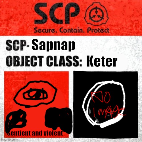 Sapnap is a scp keter | Sapnap; Keter; Sentient and violent | image tagged in scp keter class | made w/ Imgflip meme maker