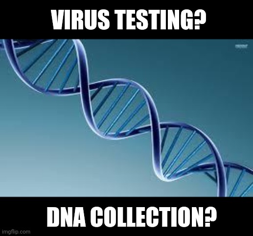 Covid Test | VIRUS TESTING? DNA COLLECTION? | image tagged in dna | made w/ Imgflip meme maker