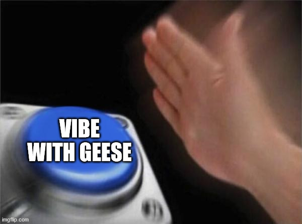 VIBE WITH GEESE | image tagged in memes,blank nut button | made w/ Imgflip meme maker
