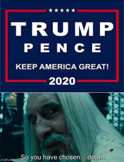 image tagged in so you have chosen death,trump 2020 new slogan | made w/ Imgflip meme maker