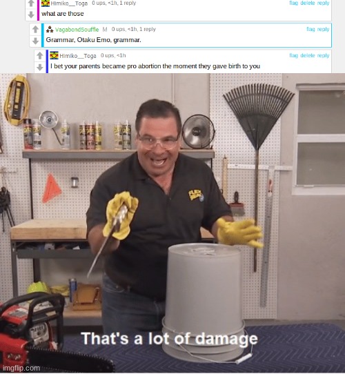 I ended an argument with this | image tagged in thats a lot of damage,abortion,funny,roasted,roast | made w/ Imgflip meme maker