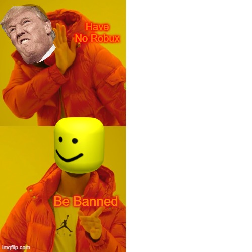 WhyWhyWhyWhyWhyWhy | Have No Robux; Be Banned | image tagged in memes,drake hotline bling | made w/ Imgflip meme maker