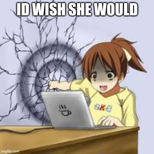 idk | ID WISH SHE WOULD | image tagged in anime wall punch | made w/ Imgflip meme maker