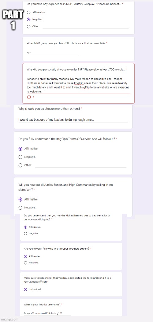 my quiz/test part 1 | PART 1 | made w/ Imgflip meme maker