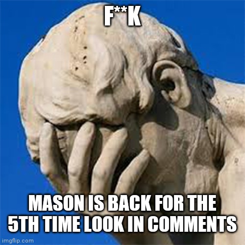 Groan Facepalm | F**K; MASON IS BACK FOR THE 5TH TIME LOOK IN COMMENTS | image tagged in groan facepalm | made w/ Imgflip meme maker