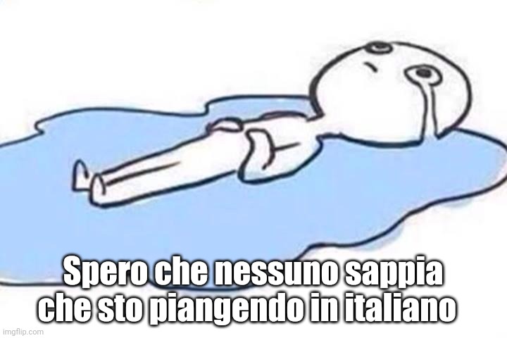 Quindi sì, ho avuto una brutta giornata | Spero che nessuno sappia che sto piangendo in italiano | image tagged in sad meme | made w/ Imgflip meme maker