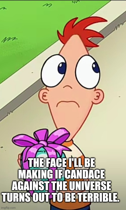 Zees time | THE FACE I'LL BE MAKING IF CANDACE AGAINST THE UNIVERSE TURNS OUT TO BE TERRIBLE. | image tagged in memes | made w/ Imgflip meme maker