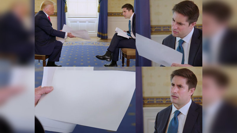 Trump giving man paper Blank Meme Template