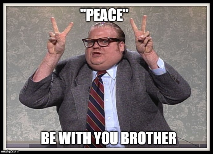 Air quotes for the win. | "PEACE"; BE WITH YOU BROTHER | image tagged in politically correct,air quotes,peace | made w/ Imgflip meme maker