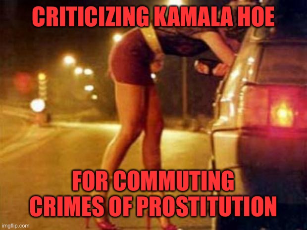 Prostitute | CRITICIZING KAMALA HOE FOR COMMUTING CRIMES OF PROSTITUTION | image tagged in prostitute | made w/ Imgflip meme maker