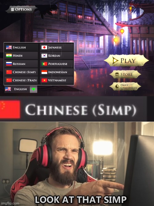 All Chinese people are simp's | image tagged in simp | made w/ Imgflip meme maker