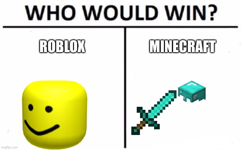 Who Would Win? Meme | ROBLOX; MINECRAFT | image tagged in memes,who would win | made w/ Imgflip meme maker