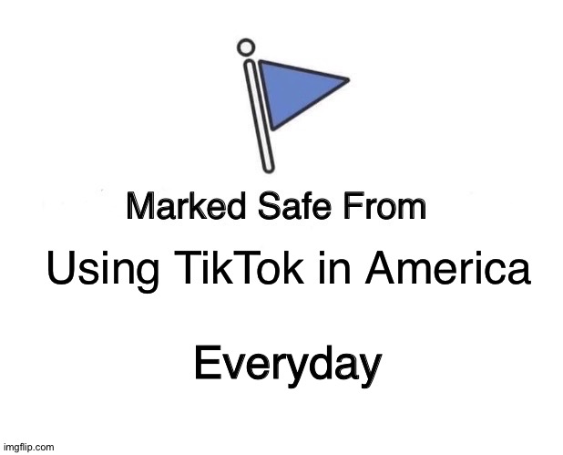 TikTok gets Banned | Using TikTok in America; Everyday | image tagged in memes,marked safe from,tiktok,tik tok,banned,america | made w/ Imgflip meme maker
