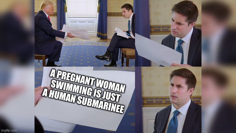sir, this is a Wendy's drive through | A PREGNANT WOMAN SWIMMING IS JUST A HUMAN SUBMARINEE | image tagged in trump giving man paper | made w/ Imgflip meme maker