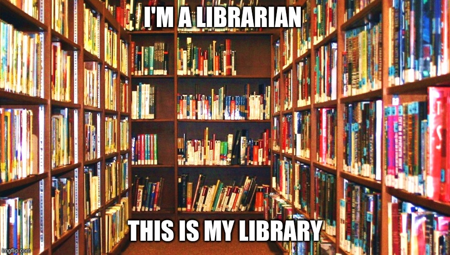 hi, i'm new here and want to be a librarian! | I'M A LIBRARIAN; THIS IS MY LIBRARY | image tagged in library | made w/ Imgflip meme maker