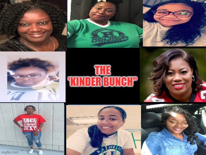 Brady Bunch Squares | THE 'KINDER BUNCH" | image tagged in brady bunch squares | made w/ Imgflip meme maker