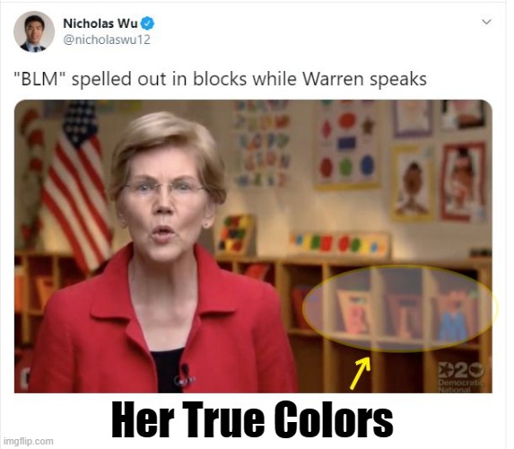 Lizzie Liawatha's New Colors | Her True Colors | image tagged in elizabeth warren,liawatha | made w/ Imgflip meme maker