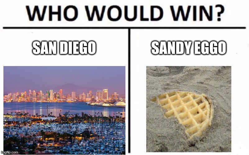 Who Would Win | SAN DIEGO; SANDY EGGO | image tagged in memes,who would win | made w/ Imgflip meme maker